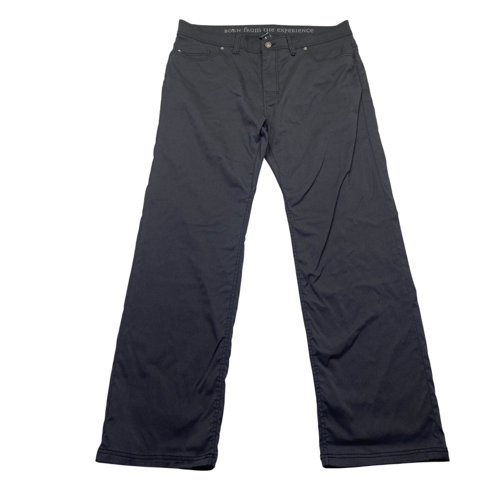Prana Brion Slim Fit Pants Mens Sz 38 Gray Black Hiking Travelā Grunge Outdoor